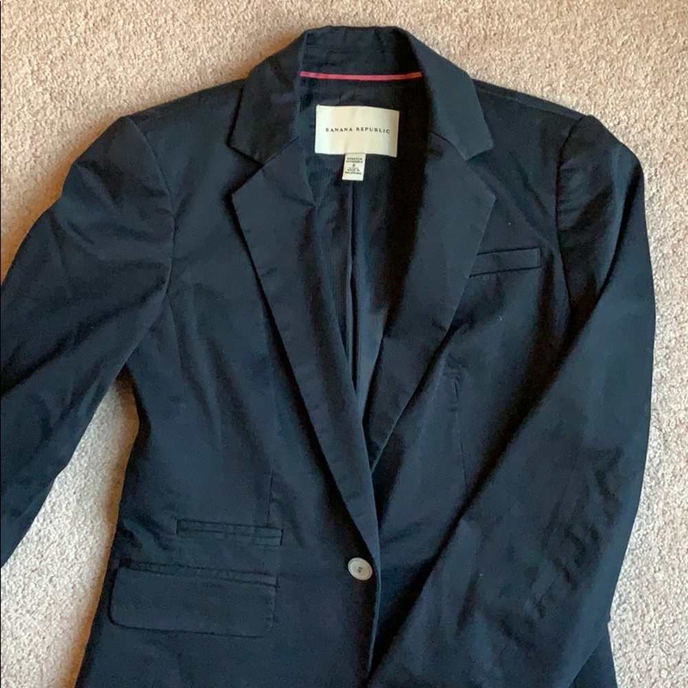 Banana Republic Stretch Navy Blazer